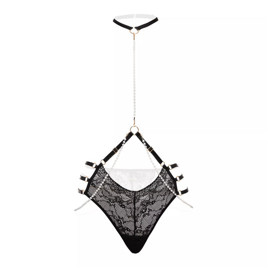 Luxury lace Pearl Thong Mea Noir - Taille S/M