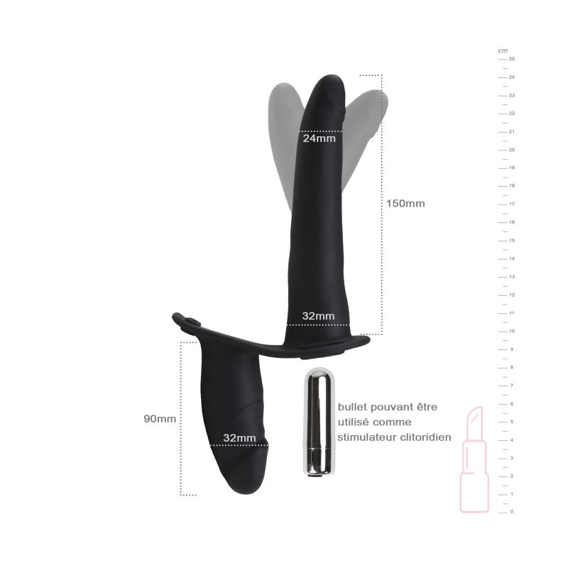 Be Happy - Double Vibrating In/Out Bullet Strap-On Dildo