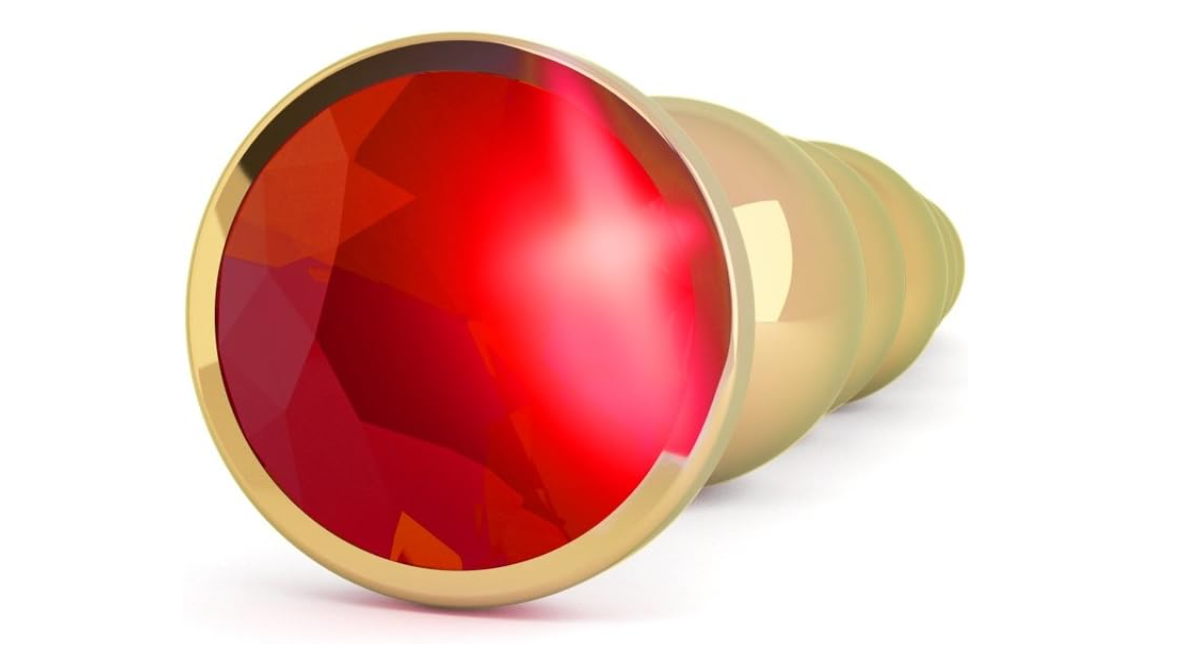 Plug anal doré avec Saphirre rouge de RICH
