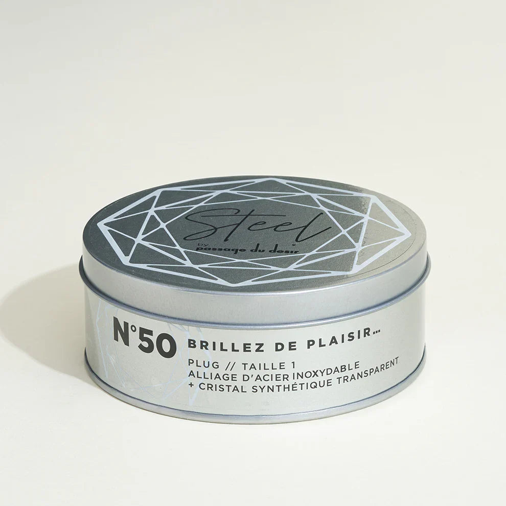 Plug métal bijou Steel Cristal transparent, le nº50
