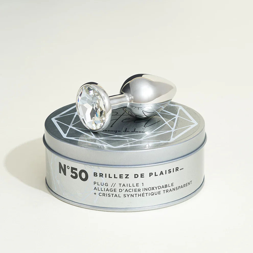 Plug métal bijou Steel Cristal transparent, le nº50