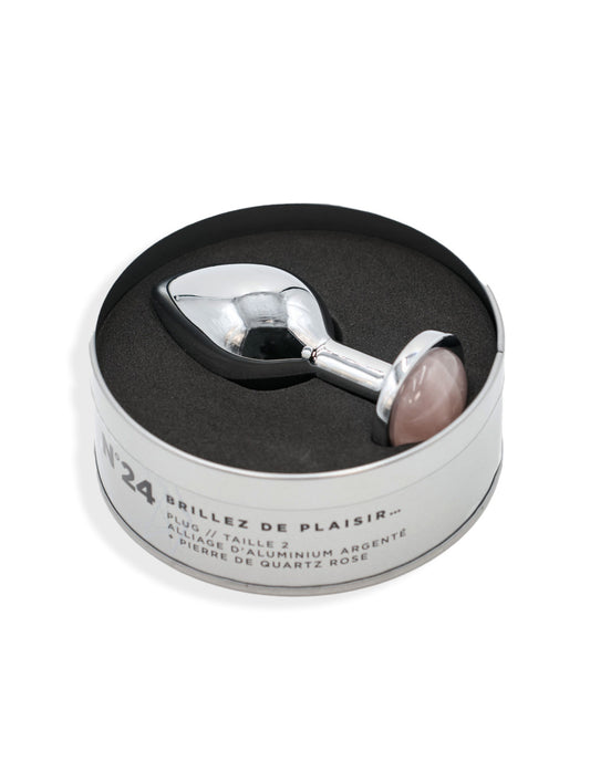 Plug Steel avec pierre de Quartz rose
