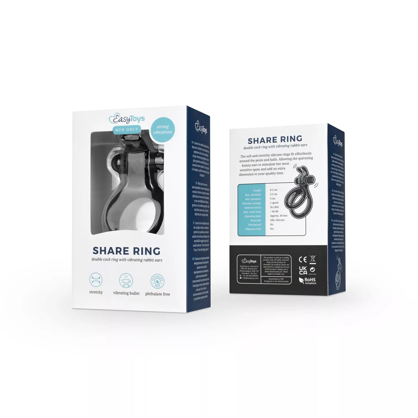 Share Ring - Double anneau pénien vibrant avec oreilles de lapin
