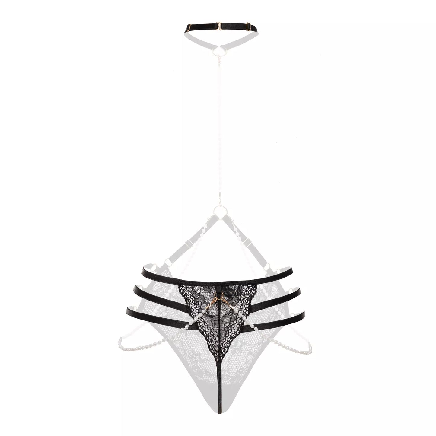 Luxury lace Pearl Thong Mea Noir - Taille S/M