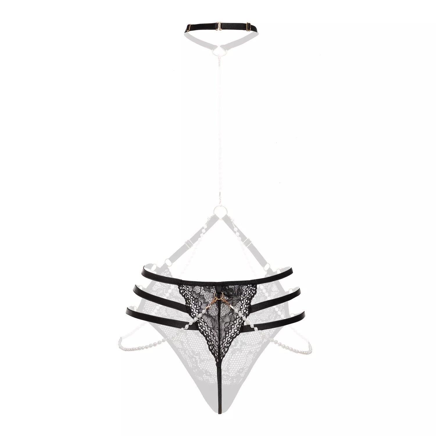 Luxury lace Pearl Thong Mea Noir - Taille S/M