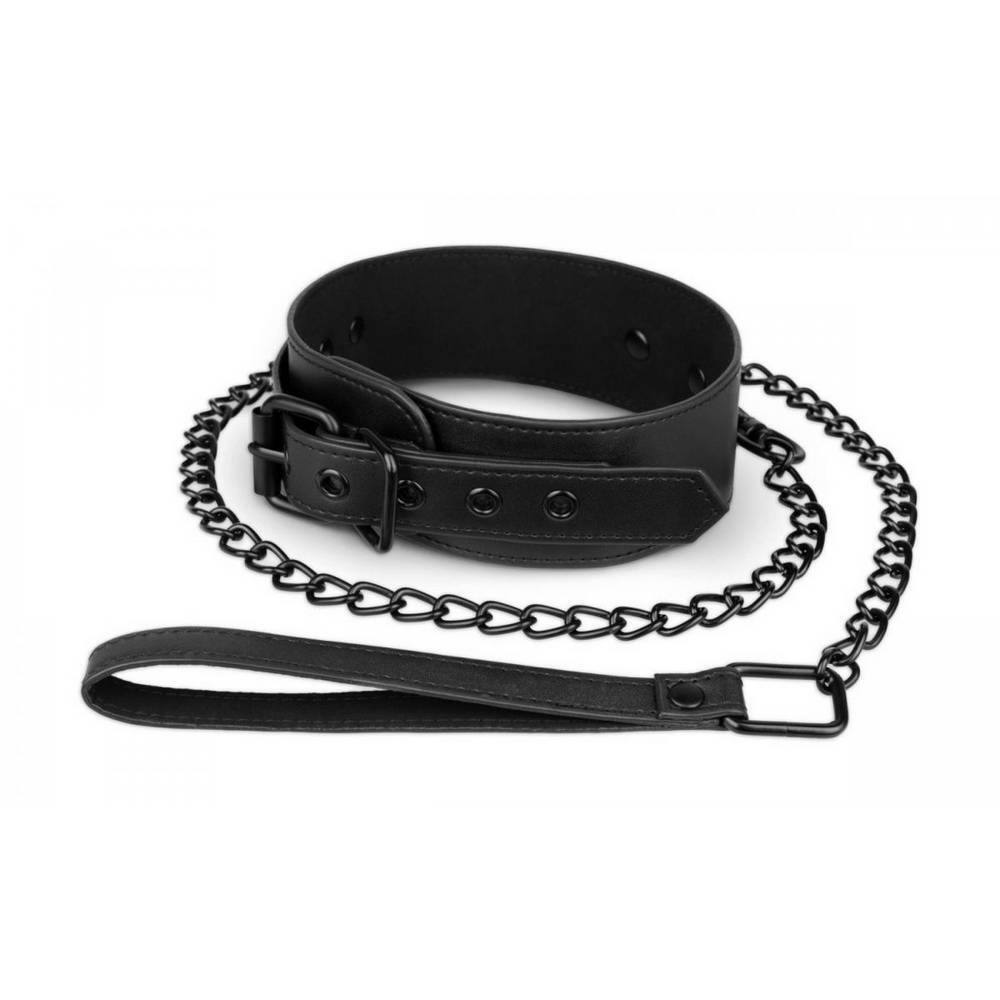 Collier avec laisse en cuir vegan