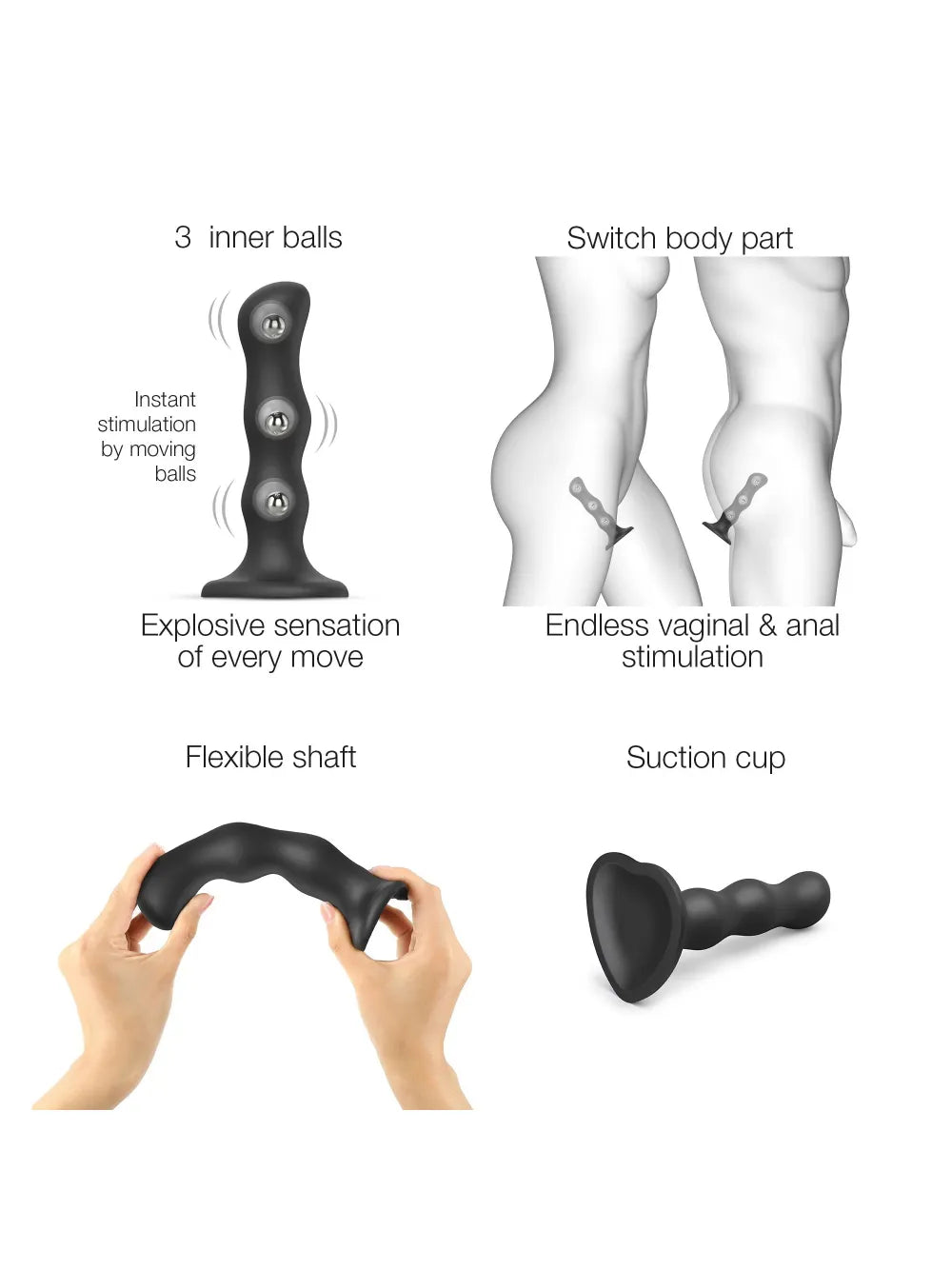 Dildo "Boules de Geisha", adapté strap-on