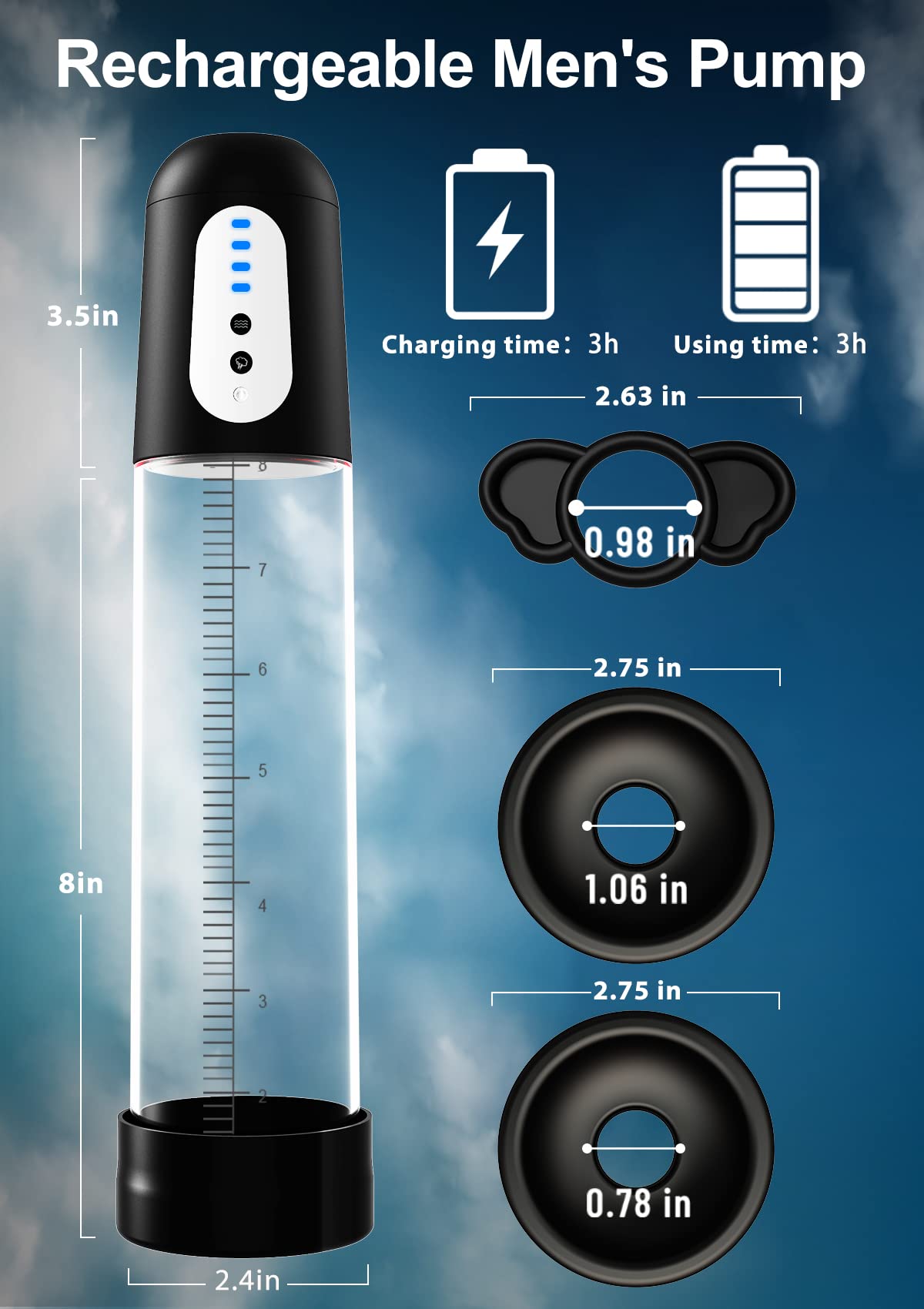Rechargeable 11.5", la pompe à pénis de Paloqueth