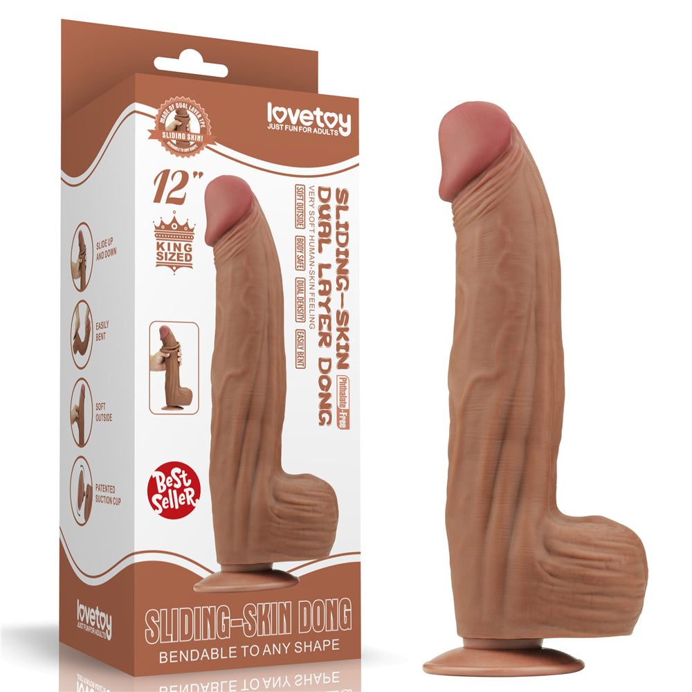 King Sized Sliding Skin Dual Layer Dong 12'', le godemichet de Lovetoy