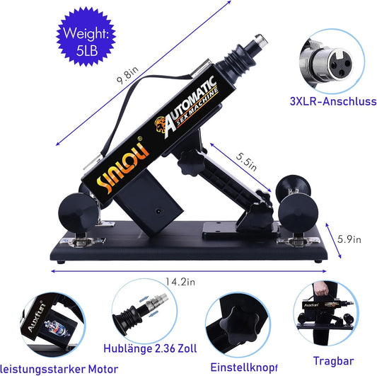 Machine à sexe avec accessoires et plaque ventouse