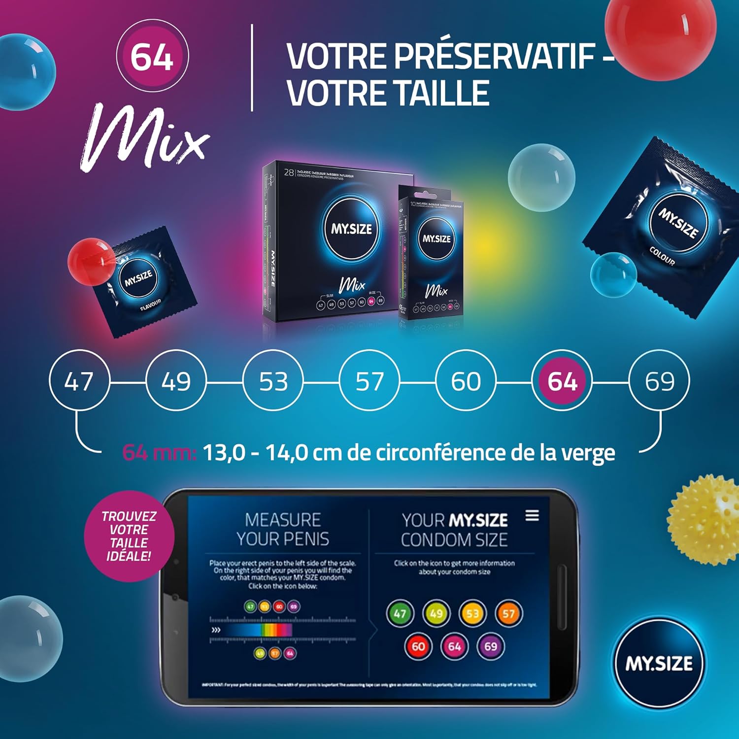 Mix de préservatifs My.Size 64 mm x28
