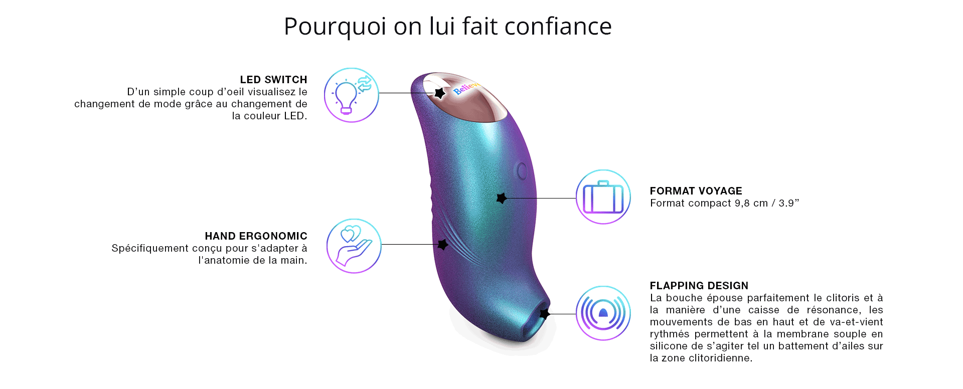 Stimulateur clitoridien Believer, compact et puissant