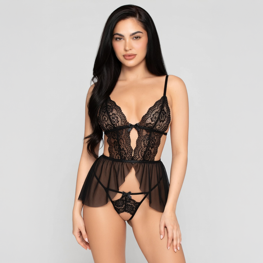 Babydoll et culotte ouverte