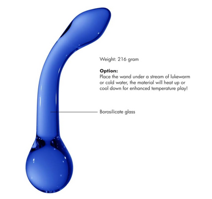 Dildo G-Rider Bleu en verre borosilicate