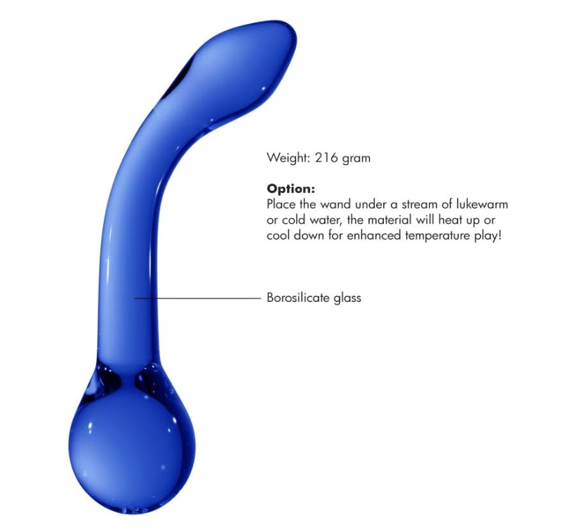 Dildo G-Rider Bleu en verre borosilicate