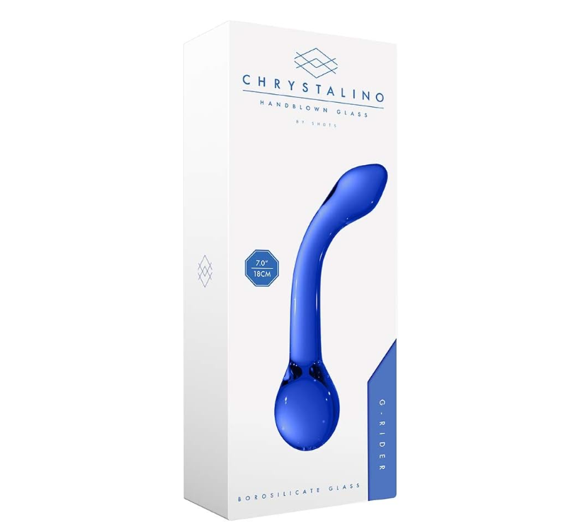 Dildo G-Rider Bleu en verre borosilicate