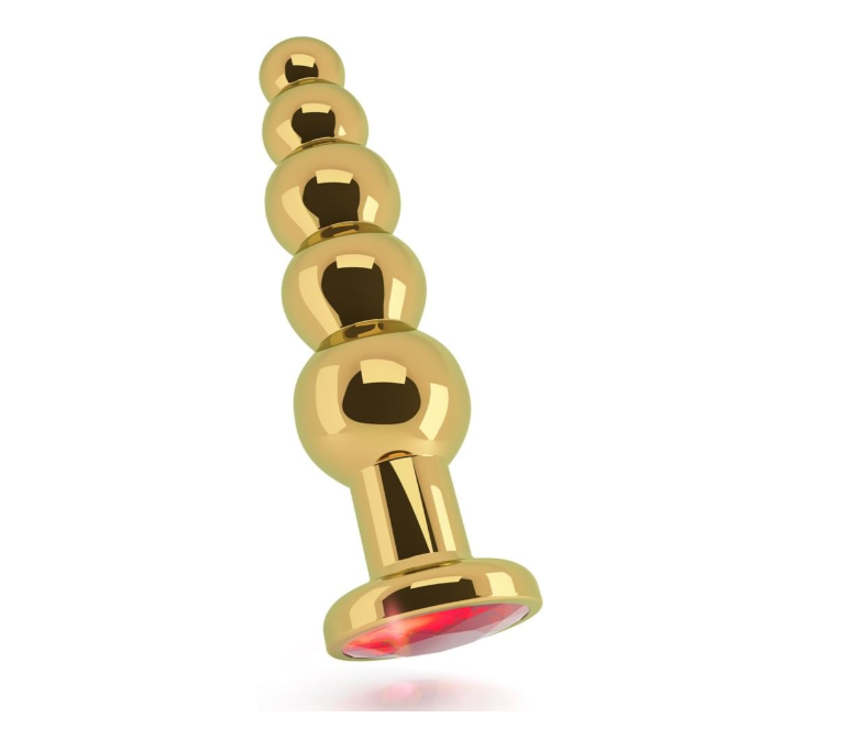 Plug anal doré avec Saphirre rouge de RICH