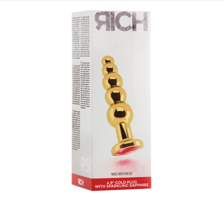 Plug anal doré avec Saphirre rouge de RICH