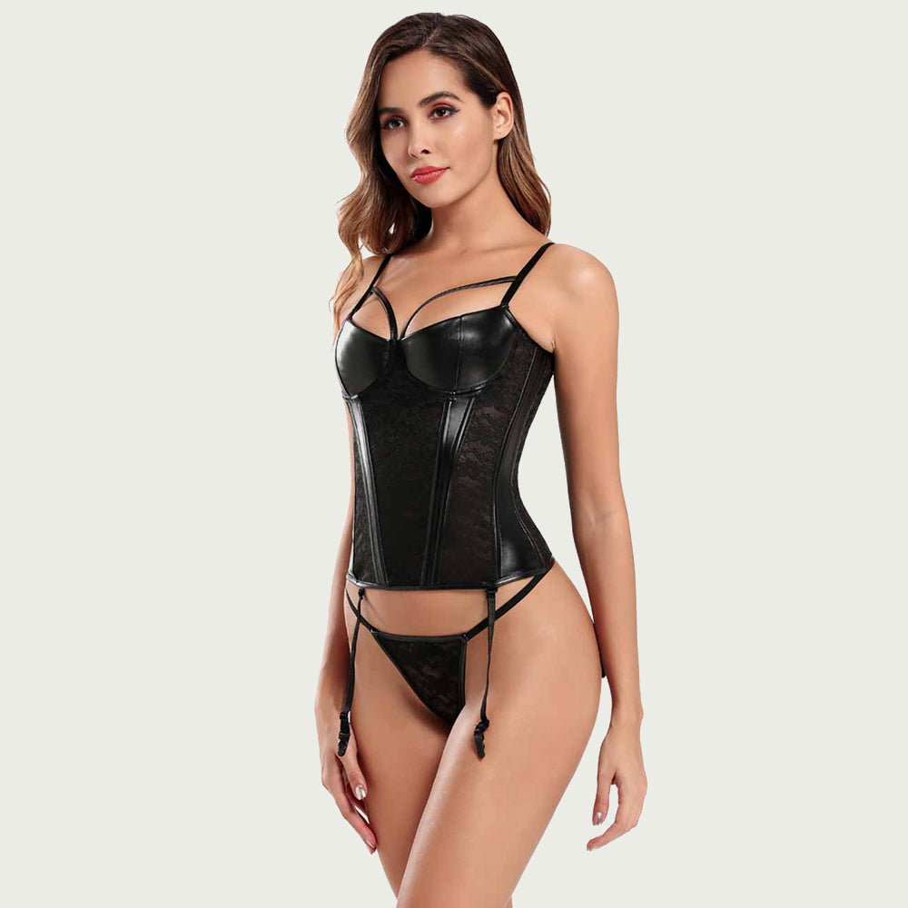 Corset dentelle et simili cuir OhYeah