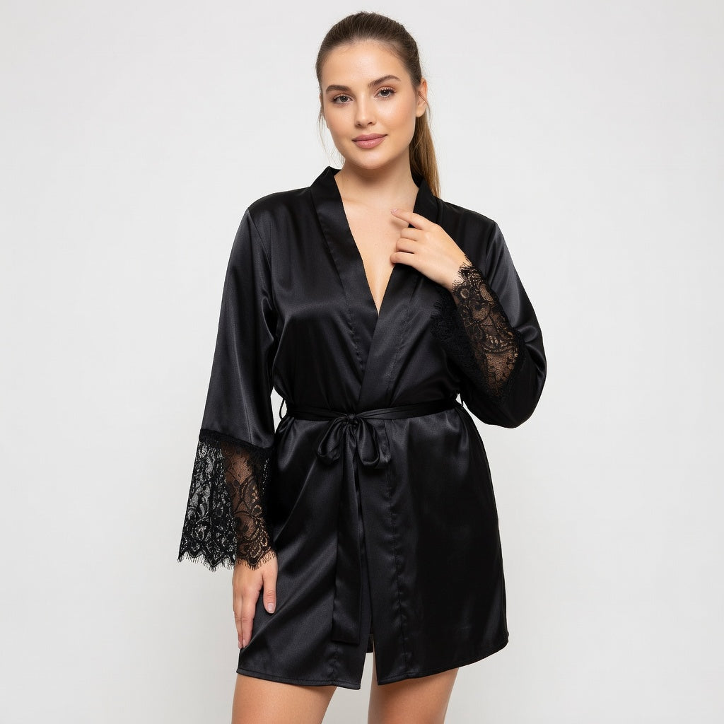 Kimono satiné et dentelle transparente OhYeah