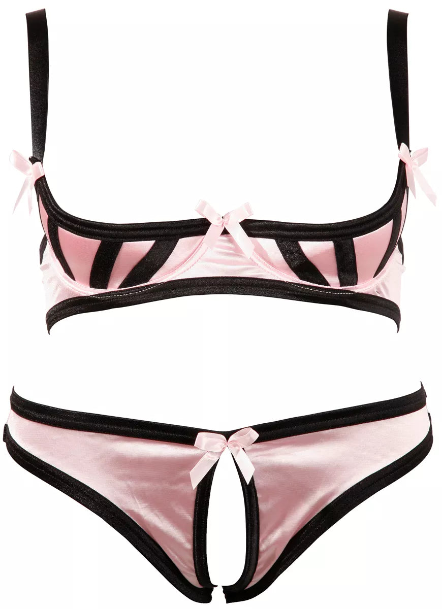 Ensemble soutien-gorge rose à demi ouvert - Neuf