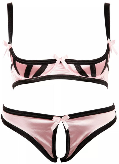 Ensemble soutien-gorge rose à demi ouvert - Neuf