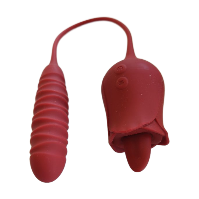 Double sextoy langue vibrante et vibromasseur va-et-vient