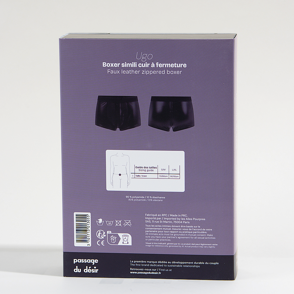 Boxer simili cuir à fermeture Ugo