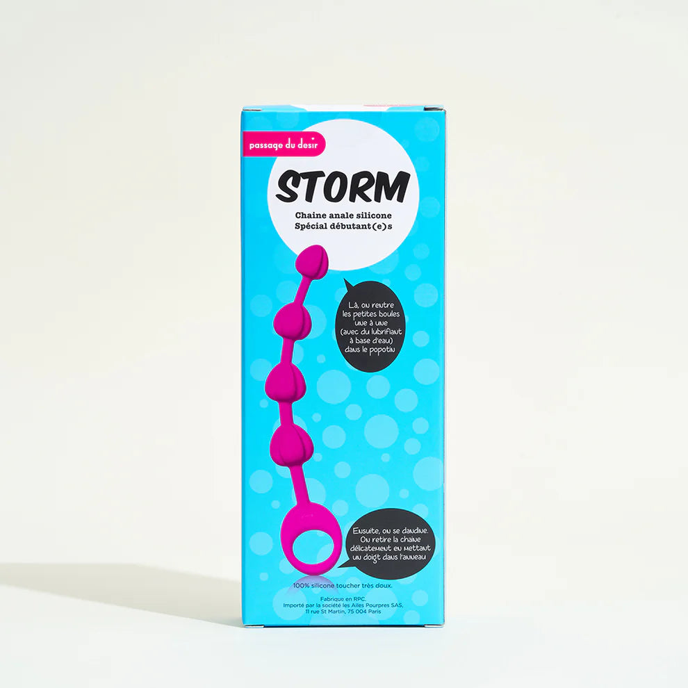 Storm, la chaine anale en silicone doux