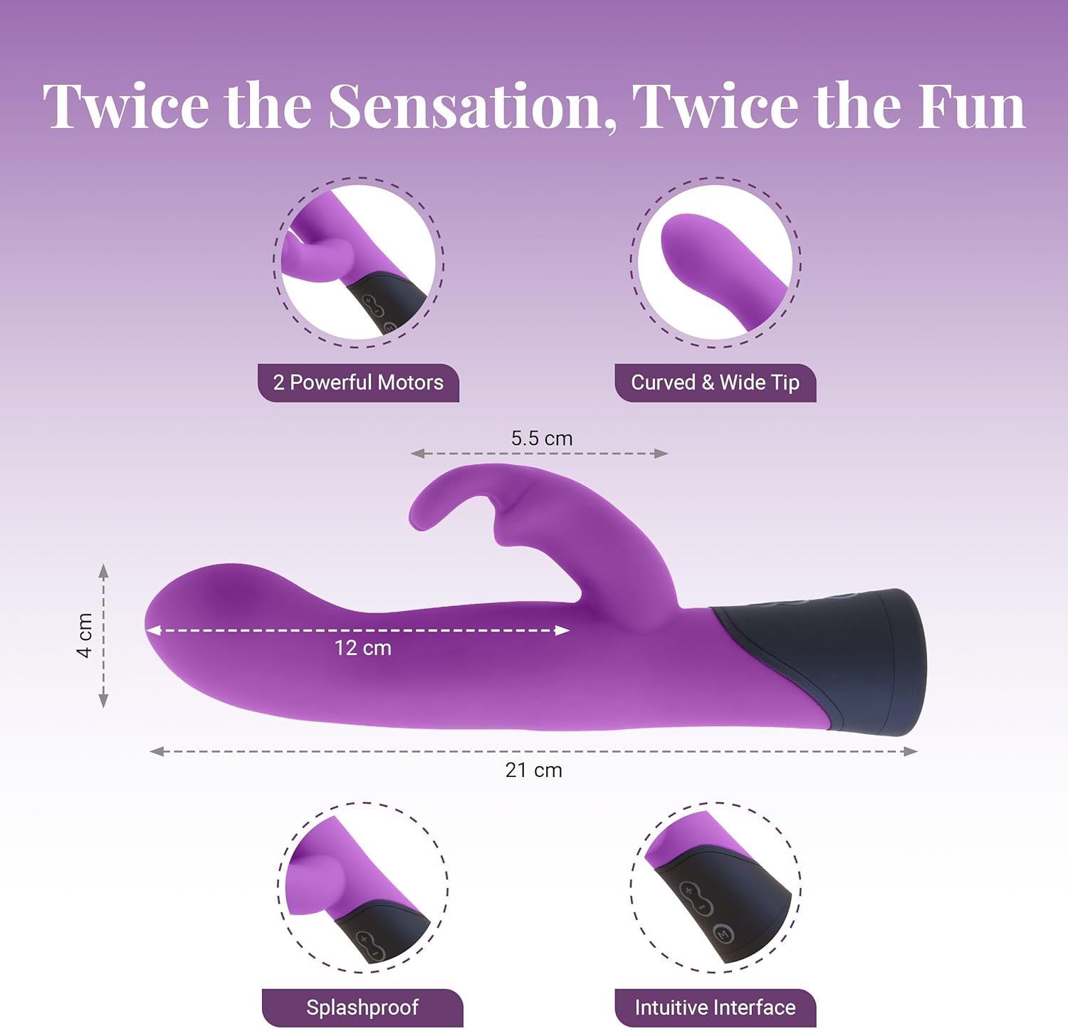 Vibromasseur Rabbit rechargeable violet