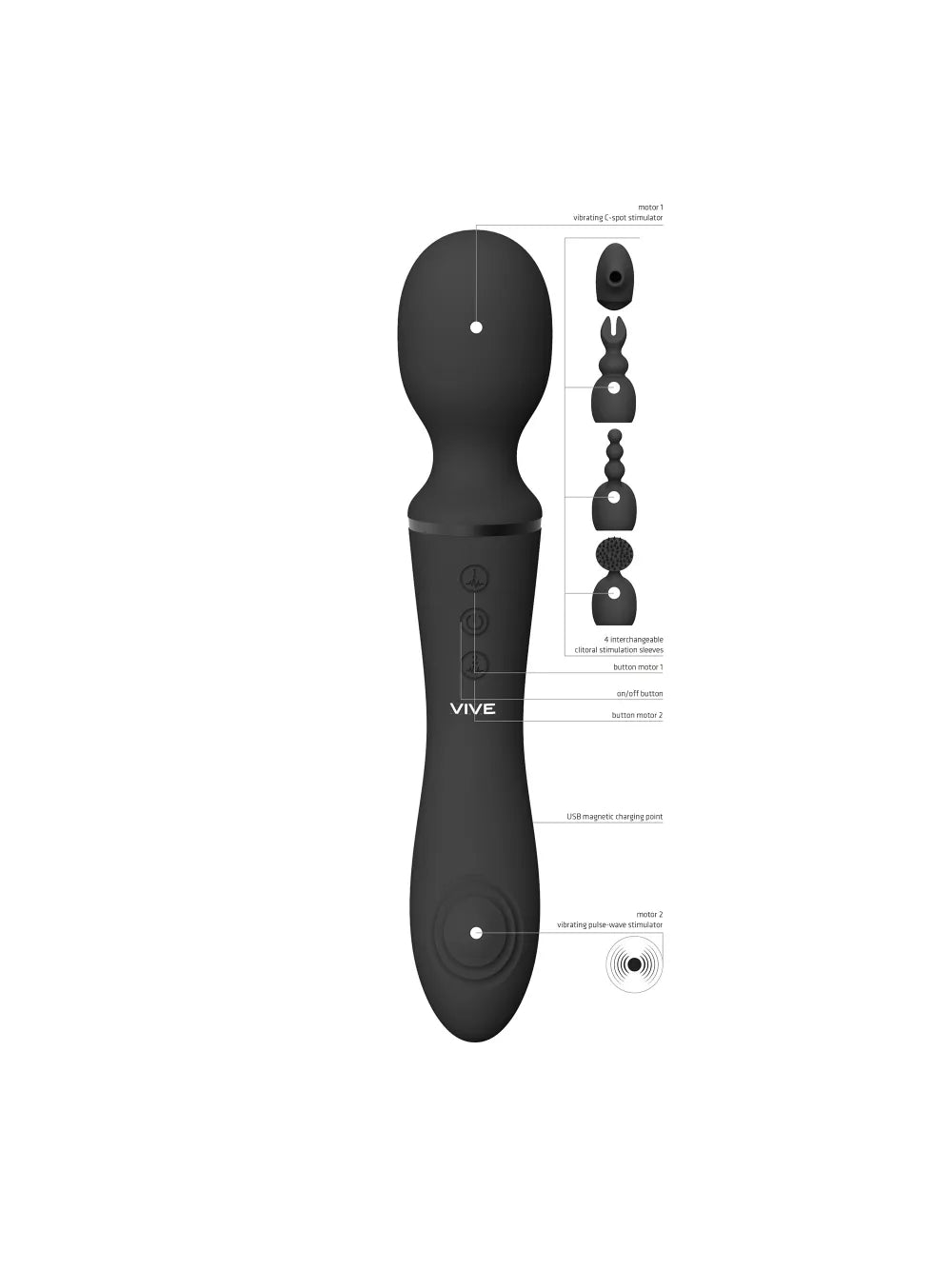 Vibro Wand avec embouts, le Nami - PASS