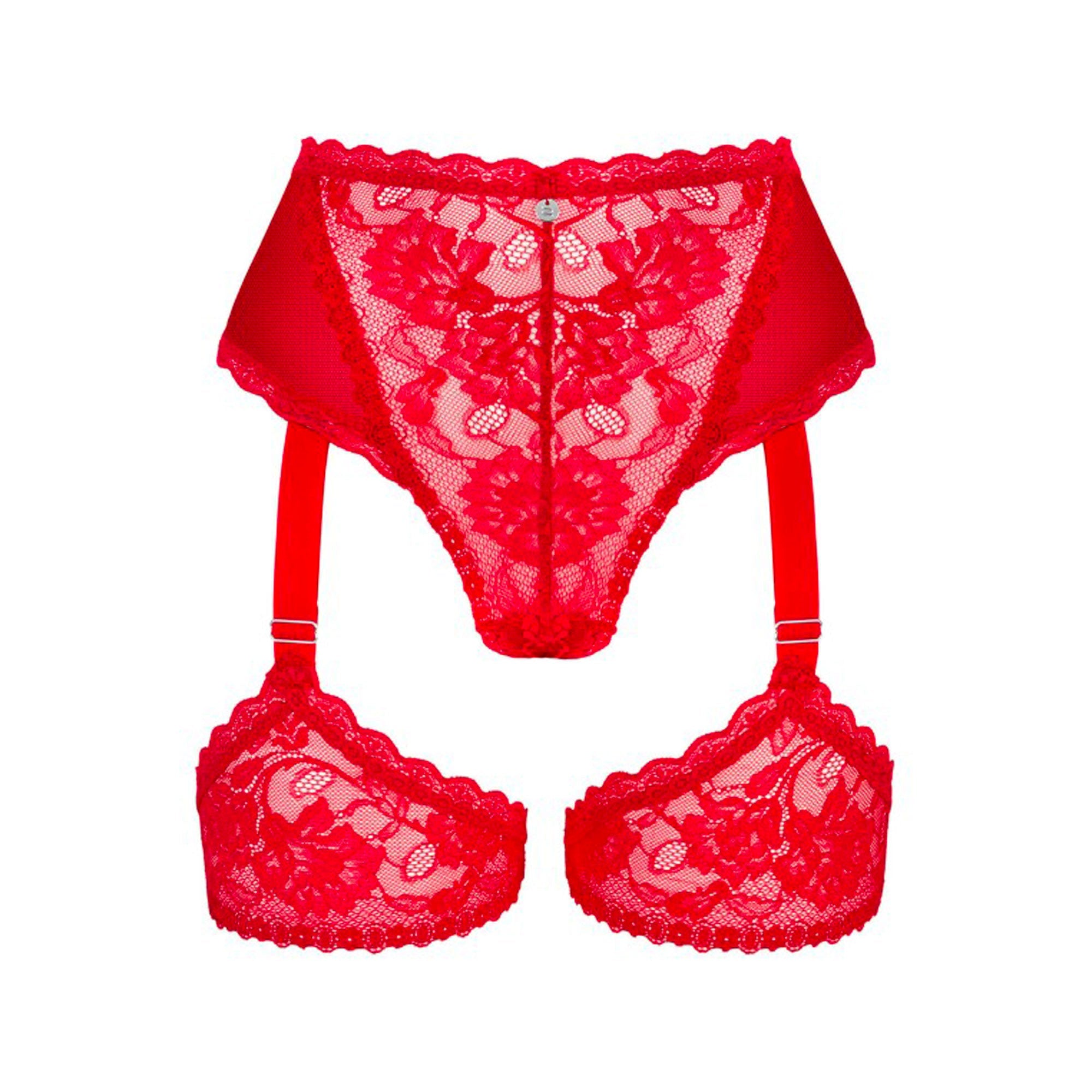 Culotte dentelle rouge porte-jarretelles Belovya Obsessive