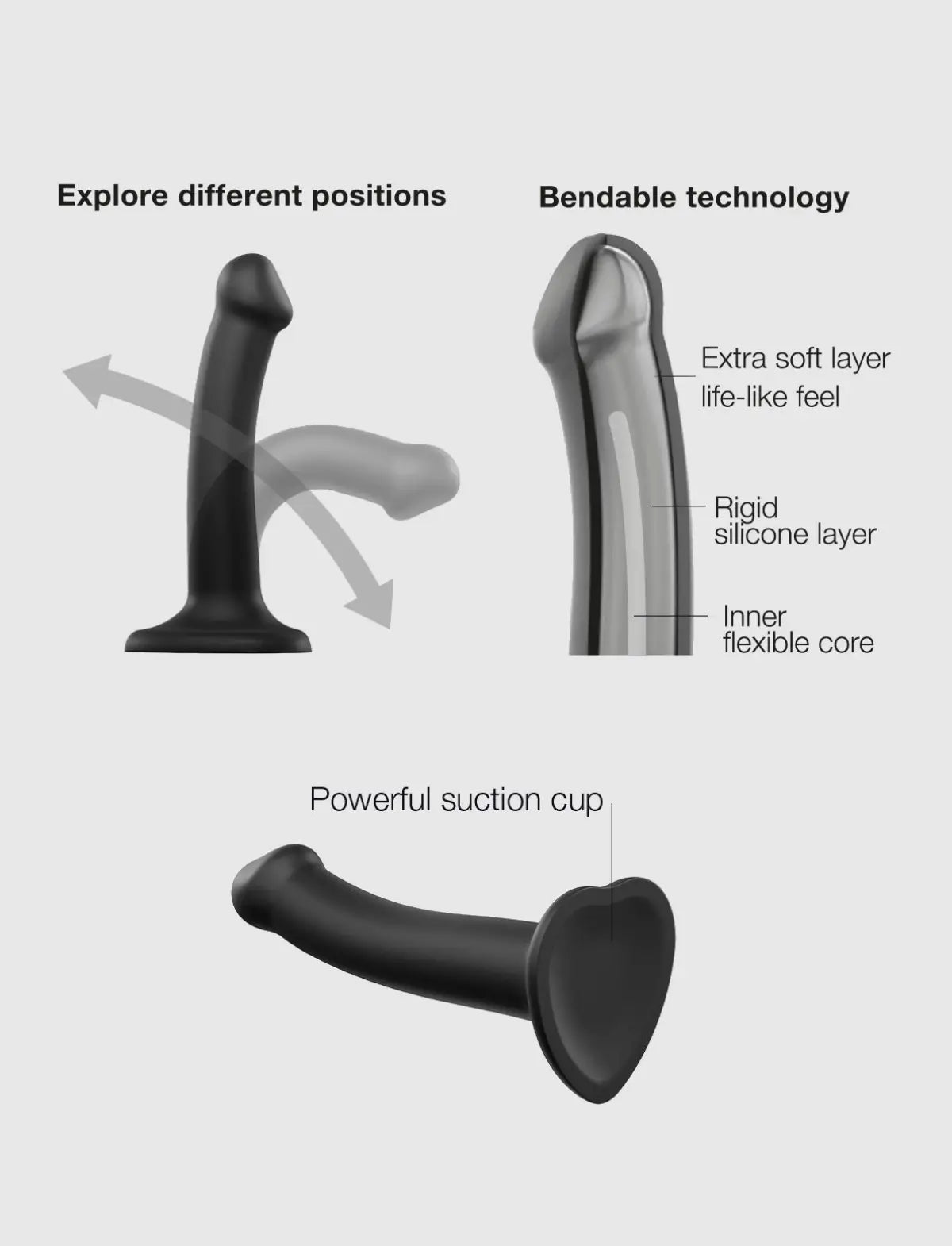Dildo semi réaliste ventouse, compatible harnais