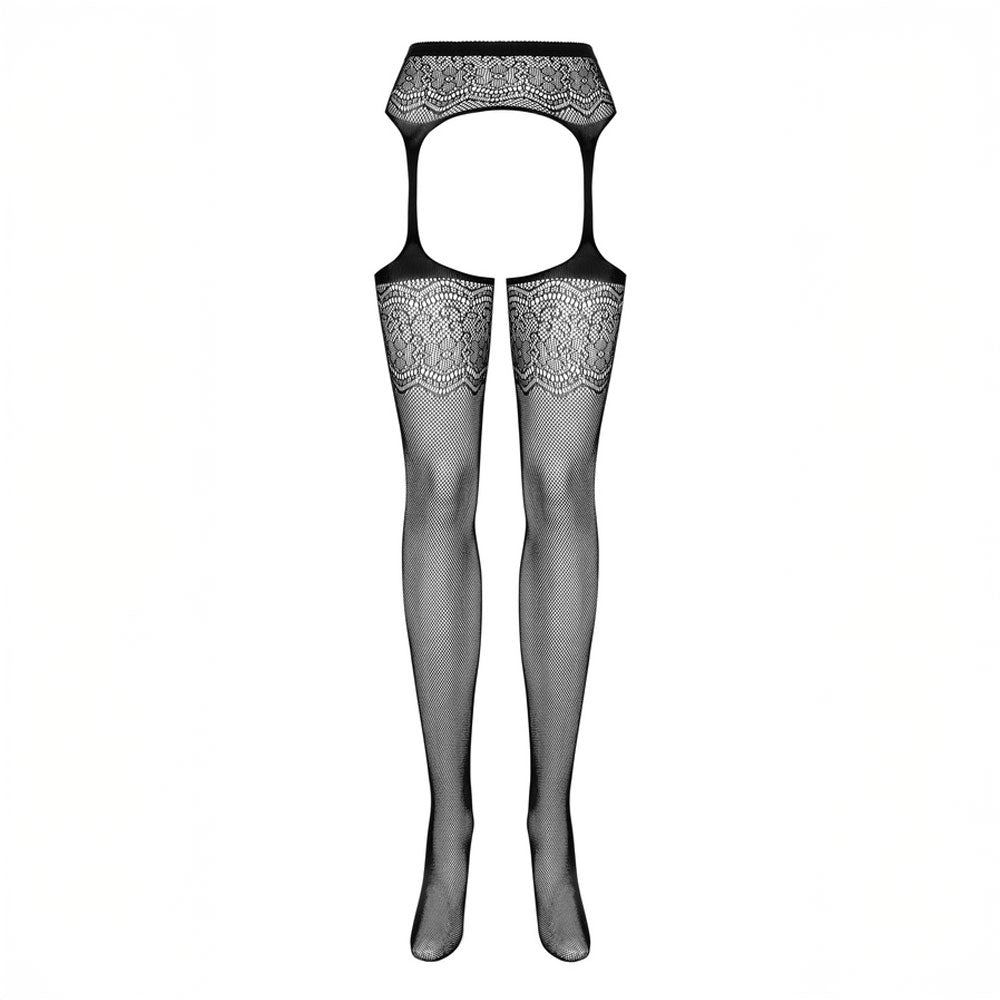 Collants effet porte-jarretelles floral Obsessive