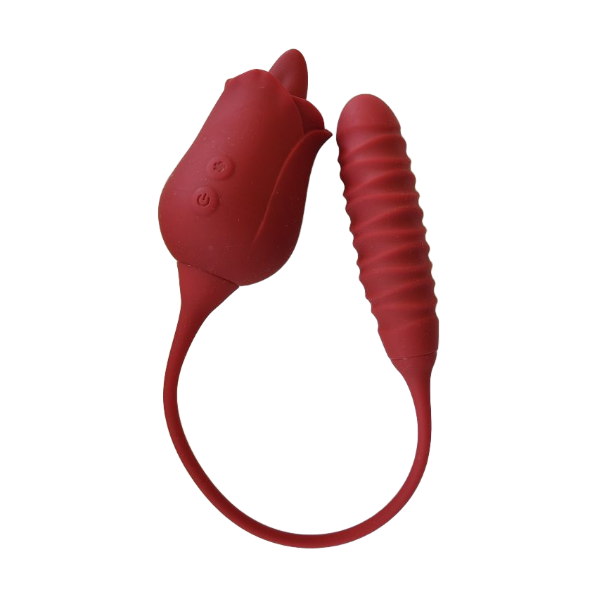Double sextoy langue vibrante et vibromasseur va-et-vient