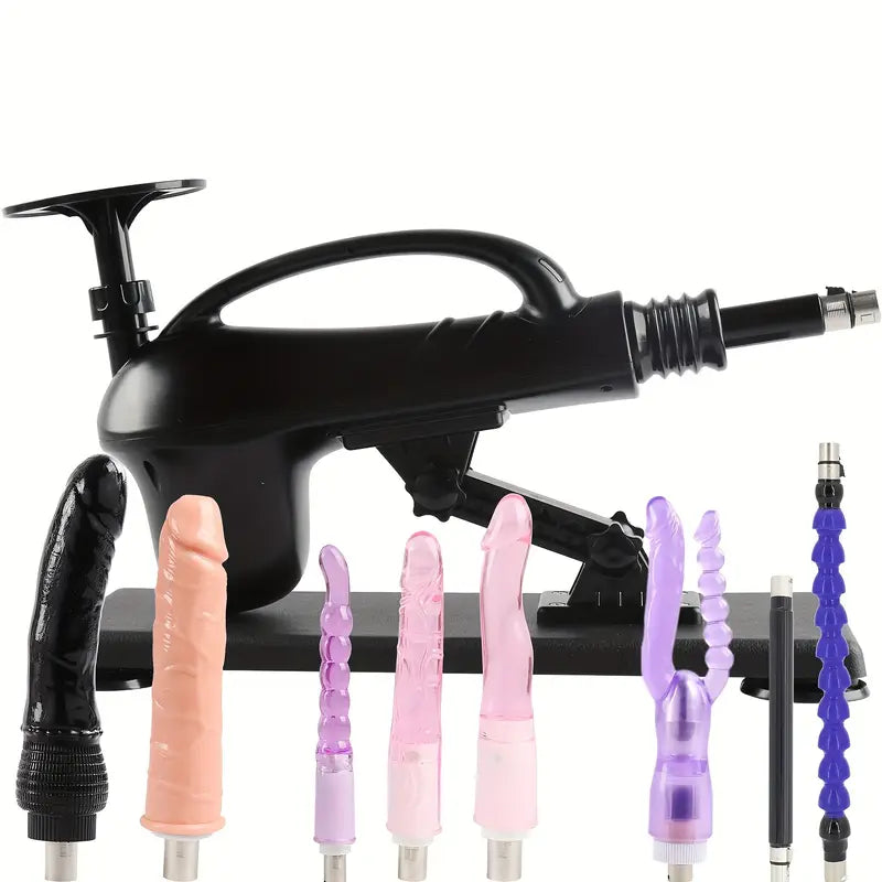 Le "pistolet d'amour", machine automatique avec adaptateurs et plaque ventouse