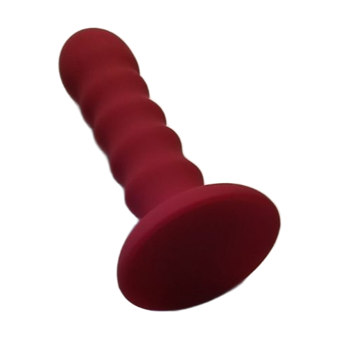 Gode ventouse silicone rouge à stries