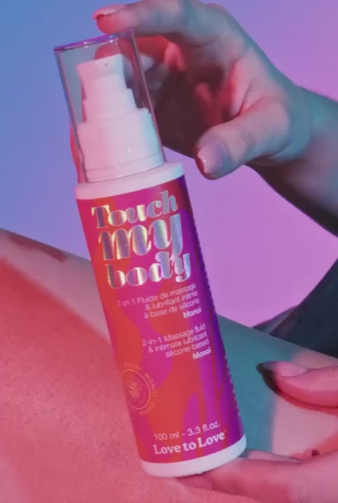 Charger la vidéo : Touch my body, le massage et lubrifiant 2 en 1 à base silicone - Fleur de cerisier