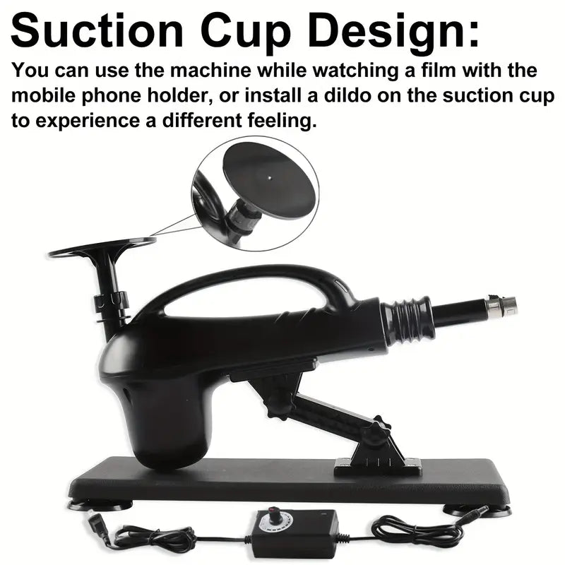 Le "pistolet d'amour", machine automatique avec adaptateurs et plaque ventouse